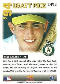 1995 Score - '94 Draft Picks #DP12 Ben Grieve Back