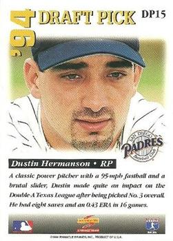1995 Score - '94 Draft Picks #DP15 Dustin Hermanson Back