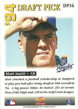 1995 Score - '94 Draft Picks #DP16 Matt Smith Back