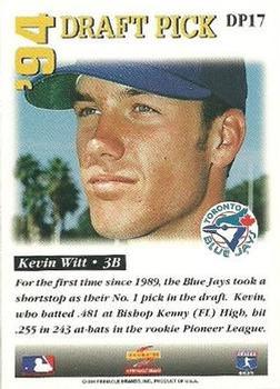 1995 Score - '94 Draft Picks #DP17 Kevin Witt Back