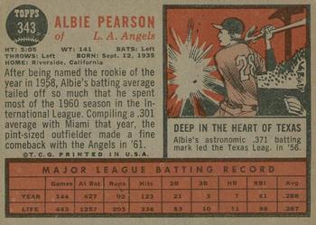2011 Topps Heritage - 50th Anniversary Buybacks #343 Albie Pearson Back