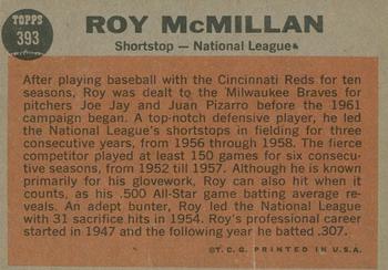 2011 Topps Heritage - 50th Anniversary Buybacks #393 Roy McMillan Back