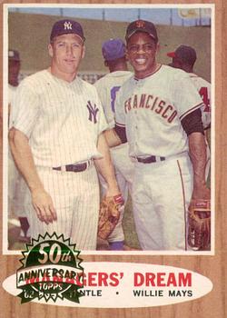 2011 Topps Heritage - 50th Anniversary Buybacks #18 Managers' Dream (Mickey Mantle / Willie Mays) Front