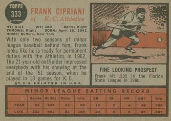 2011 Topps Heritage - 50th Anniversary Buybacks #333 Frank Cipriani Back