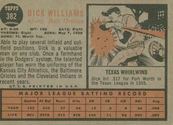 2011 Topps Heritage - 50th Anniversary Buybacks #382 Dick Williams Back