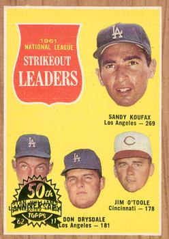 2011 Topps Heritage - 50th Anniversary Buybacks #60 1961 National League Strikeout Leaders (Sandy Koufax / Stan Williams / Don Drysdale / Jim O'Toole) Front