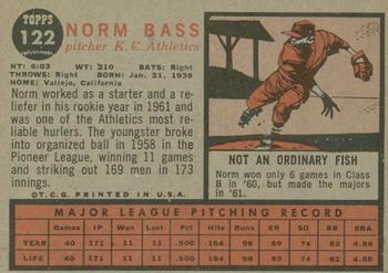 2011 Topps Heritage - 50th Anniversary Buybacks #122 Norm Bass Back