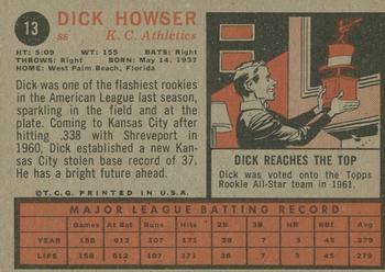 2011 Topps Heritage - 50th Anniversary Buybacks #13 Dick Howser Back