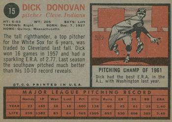 2011 Topps Heritage - 50th Anniversary Buybacks #15 Dick Donovan Back