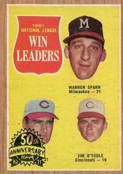 2011 Topps Heritage - 50th Anniversary Buybacks #58 1961 National League Win Leaders (Warren Spahn / Joe Jay / Jim O'Toole) Front