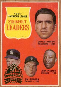 2011 Topps Heritage - 50th Anniversary Buybacks #59 1961 American League Strikeout Leaders (Camilo Pascual / Whitey Ford / Jim Bunning / Juan Pizarro) Front