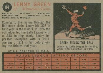 2011 Topps Heritage - 50th Anniversary Buybacks #84 Lenny Green Back