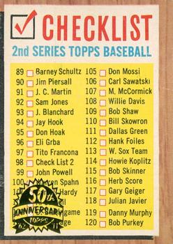 2011 Topps Heritage - 50th Anniversary Buybacks #98 2nd Series Checklist: 89-176 Front