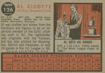 2011 Topps Heritage - 50th Anniversary Buybacks #126 Al Cicotte Back