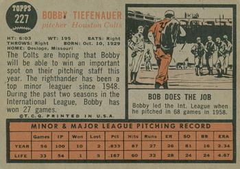 2011 Topps Heritage - 50th Anniversary Buybacks #227 Bobby Tiefenauer Back