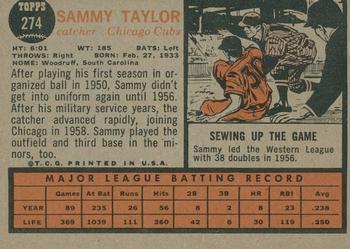 2011 Topps Heritage - 50th Anniversary Buybacks #274 Sammy Taylor Back