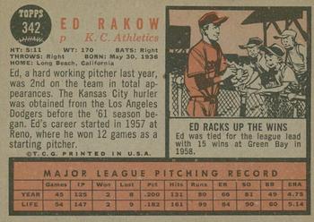 2011 Topps Heritage - 50th Anniversary Buybacks #342 Ed Rakow Back