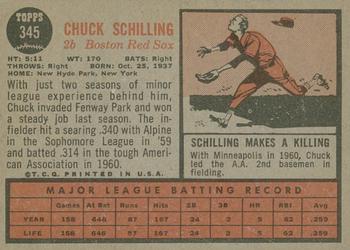 2011 Topps Heritage - 50th Anniversary Buybacks #345 Chuck Schilling Back
