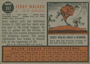 2011 Topps Heritage - 50th Anniversary Buybacks #357 Jerry Walker Back