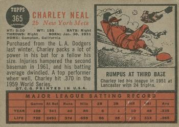 2011 Topps Heritage - 50th Anniversary Buybacks #365 Charlie Neal Back