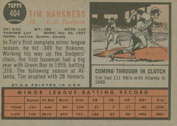 2011 Topps Heritage - 50th Anniversary Buybacks #404 Tim Harkness Back