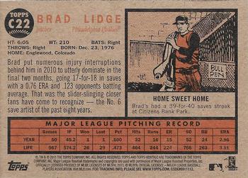 2011 Topps Heritage - Chrome #C22 Brad Lidge Back
