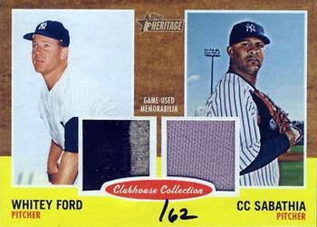 2011 Topps Heritage - Clubhouse Collection Dual Relics #CCDR-FS Whitey Ford / CC Sabathia Front