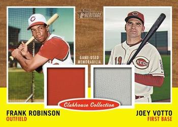 2011 Topps Heritage - Clubhouse Collection Dual Relics #CCDR-RV Frank Robinson / Joey Votto Front