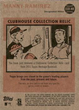 2011 Topps Heritage - Clubhouse Collection Relics #CCR-MR Manny Ramirez Back