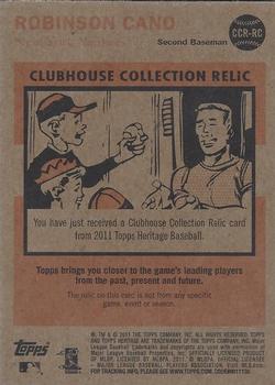2011 Topps Heritage - Clubhouse Collection Relics #CCR-RC Robinson Cano Back