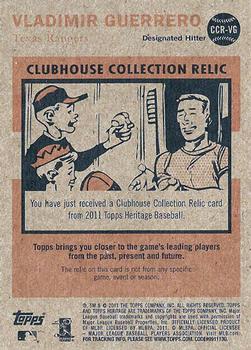 2011 Topps Heritage - Clubhouse Collection Relics #CCR-VG Vladimir Guerrero Back