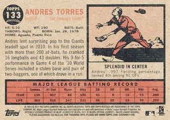 2011 Topps Heritage - Green Tint #133 Andres Torres Back