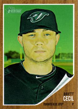2011 Topps Heritage - Green Tint #134 Brett Cecil Front