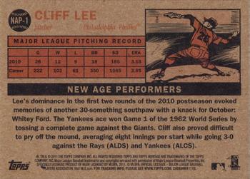 2011 Topps Heritage - New Age Performers #NAP-1 Cliff Lee Back