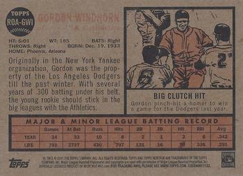 2011 Topps Heritage - Real One Autographs #ROA-GWI Gordon Windhorn Back