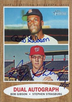 2011 Topps Heritage - Real One Dual Autographs #RODA-GS Bob Gibson / Stephen Strasburg Front