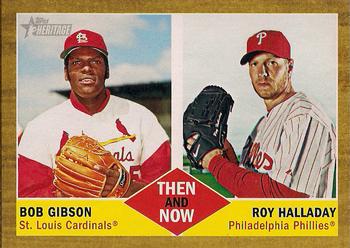 2011 Topps Heritage - Then and Now #TN-10 Bob Gibson / Roy Halladay Front