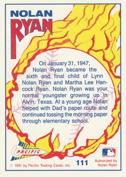 1992 Pacific Nolan Ryan Texas Express II #111 Nolan Ryan Back