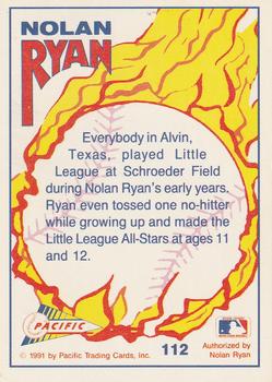 1992 Pacific Nolan Ryan Texas Express II #112 Nolan Ryan Back