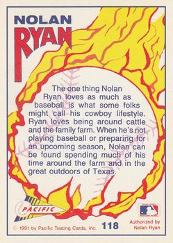 1992 Pacific Nolan Ryan Texas Express II #118 Nolan Ryan Back