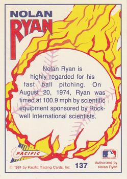 1992 Pacific Nolan Ryan Texas Express II #137 Nolan Ryan Back