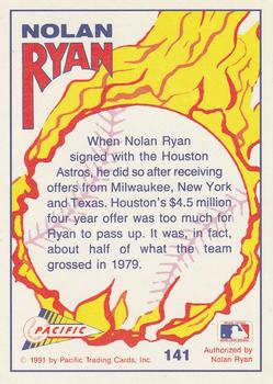 1992 Pacific Nolan Ryan Texas Express II #141 Nolan Ryan Back