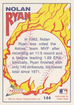 1992 Pacific Nolan Ryan Texas Express II #144 Nolan Ryan Back