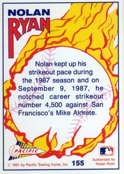 1992 Pacific Nolan Ryan Texas Express II #155 Nolan Ryan Back