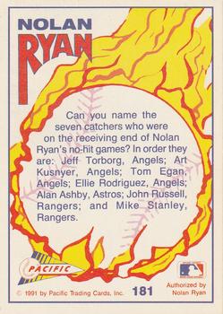 1992 Pacific Nolan Ryan Texas Express II #181 Nolan Ryan Back