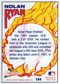 1992 Pacific Nolan Ryan Texas Express II #184 Nolan Ryan Back