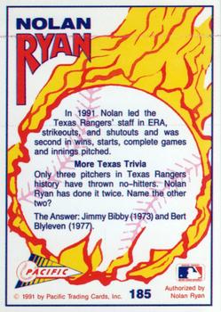 1992 Pacific Nolan Ryan Texas Express II #185 Nolan Ryan Back