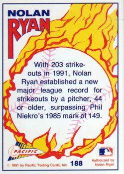 1992 Pacific Nolan Ryan Texas Express II #188 Nolan Ryan Back