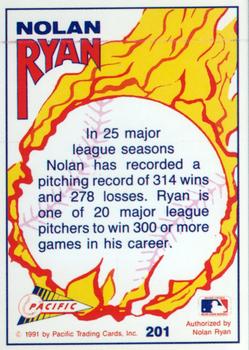 1992 Pacific Nolan Ryan Texas Express II #201 Nolan Ryan Back