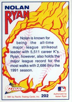 1992 Pacific Nolan Ryan Texas Express II #202 Nolan Ryan Back